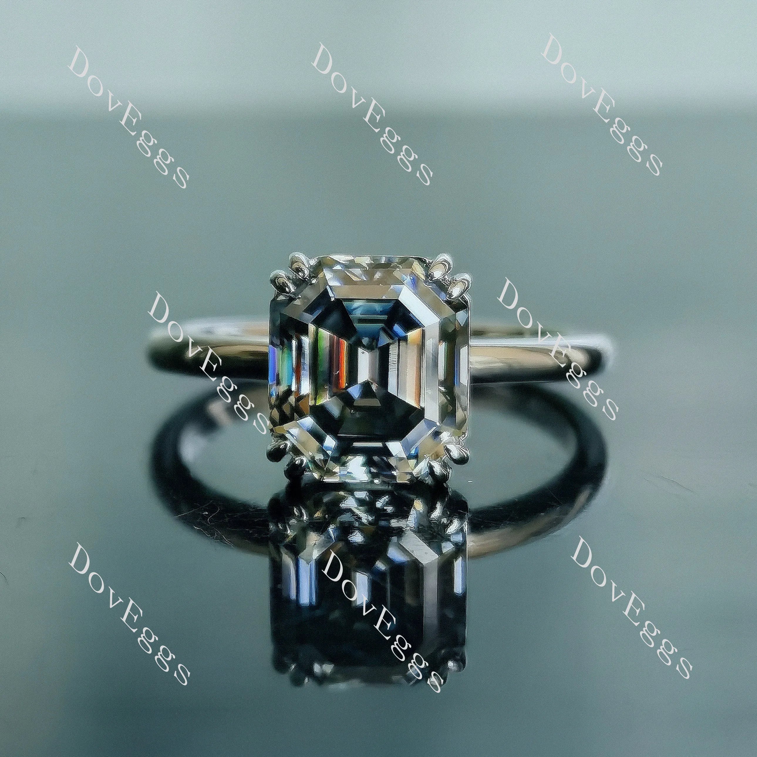 Doveggs krupp cut solitaire stardust grey moissanite engagement ring