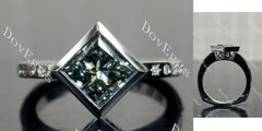 Doveggs Princess Art Deco Green Lab Grown Diamond Engagement Ring
