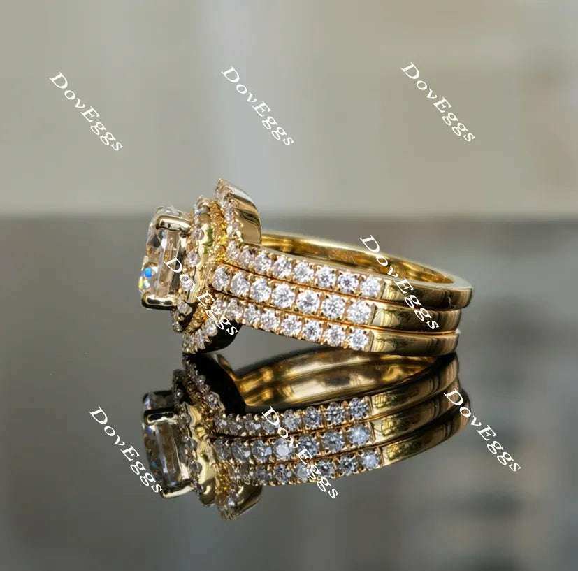 Doveggs round halo pave moissanite bridal set (3 rings)