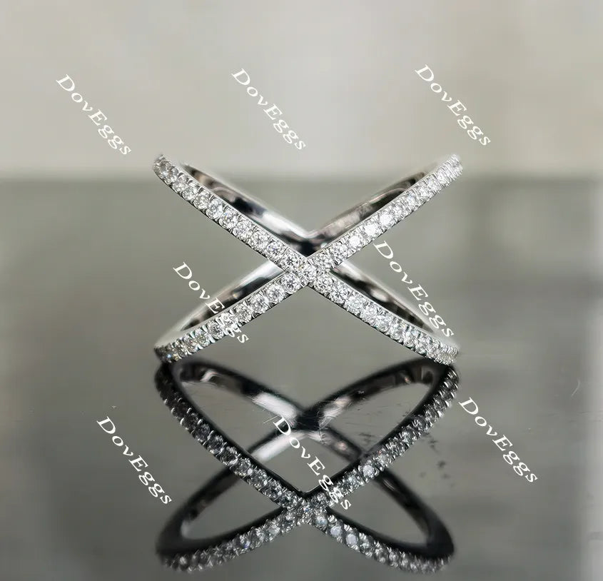 Doveggs half eternity pave moissanite/lab grown diamond wedding band-17mm band width