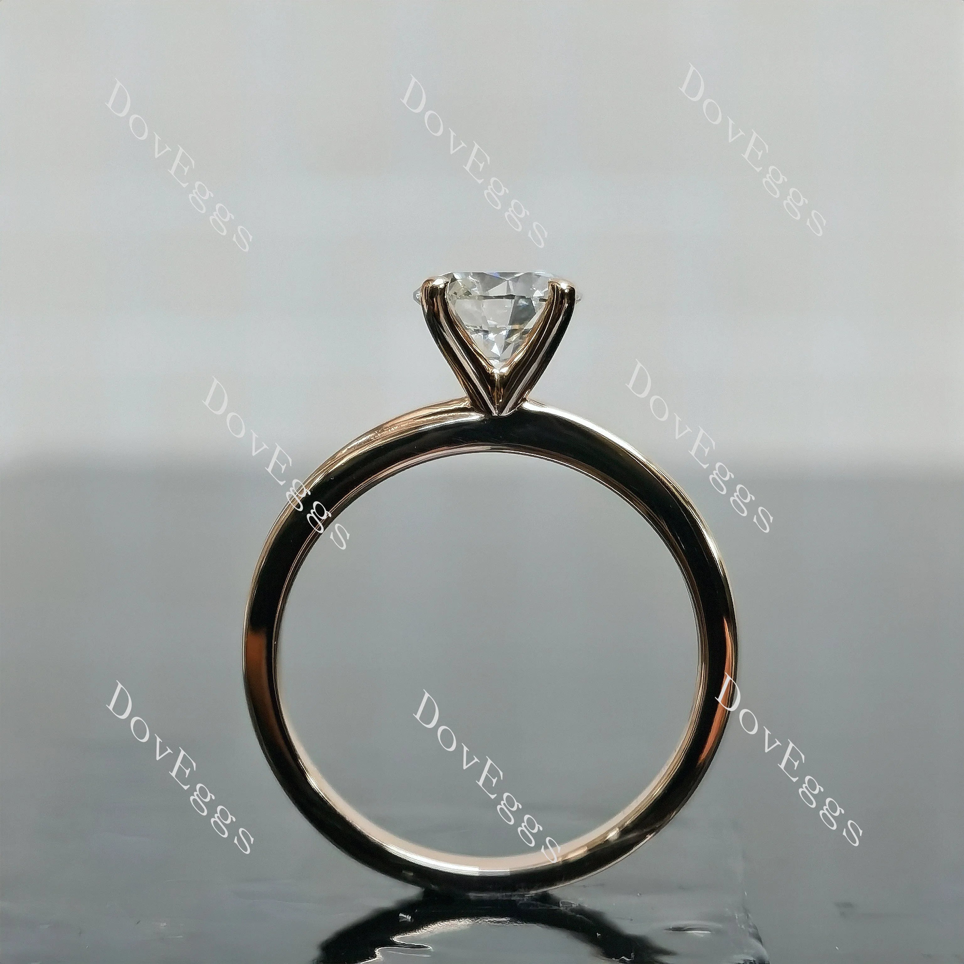 Doveggs Round Pave Solitaire Lab Grown Diamond Engagement Ring