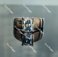 Doveggs smokey spark grey radiant H&A cut solitaire wide band moissanite ring