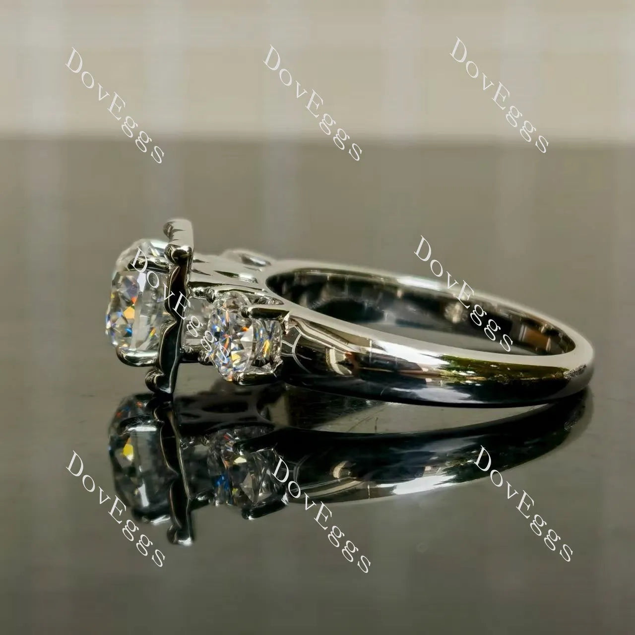 (size 10.5) Doveggs sterling silver 2ct round nova cut moissanite bridal set(2 rings)
