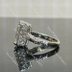 Beth's emerald heirloom solitaire vintage art deco moissanite engagement ring | Doveggs