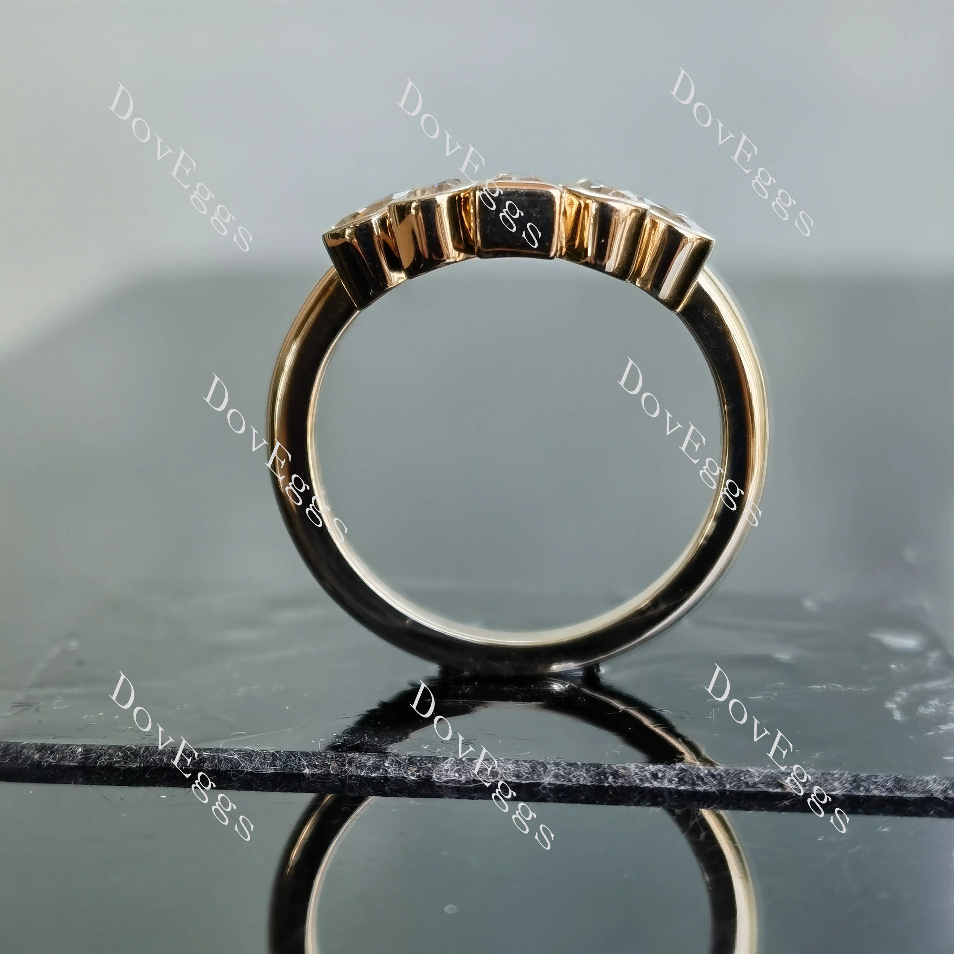 Doveggs round bezel moissanite/lab grown diamond wedding band-2.0mm band width