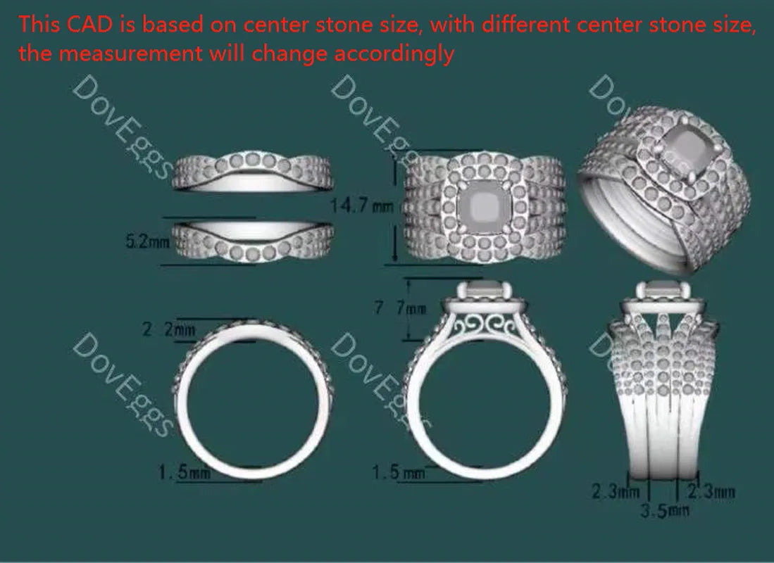 doveggs cushion halo moissanite engagement ring only