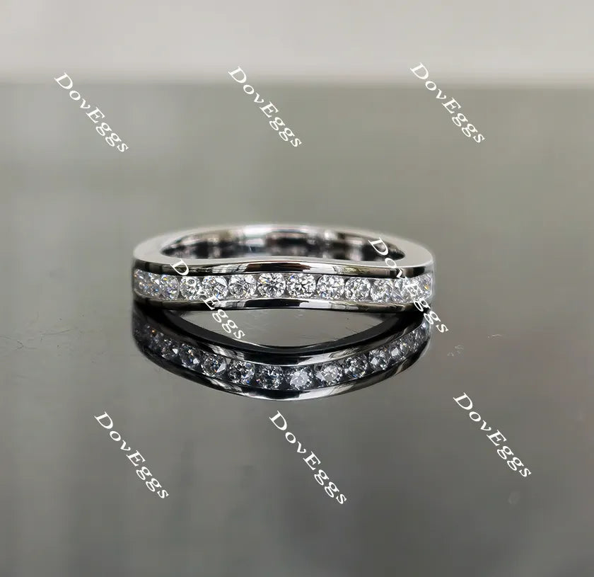 Doveggs channel set curved moissanite/Lab grown diamond wedding band for women-2.8mm band width