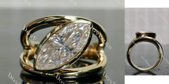 Doveggs Marquise Modified H&A cut bezel solitaire moissanite engagement ring