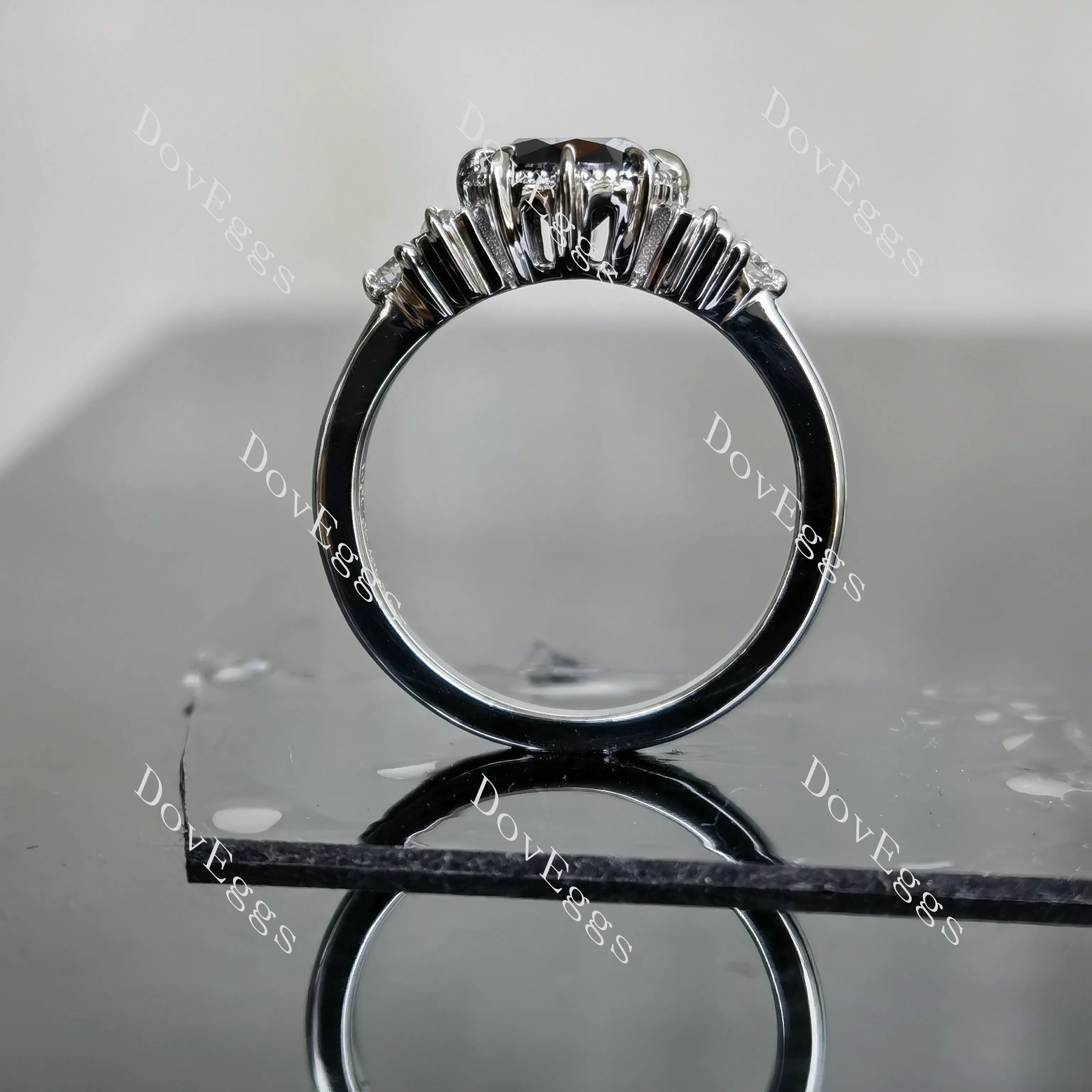 Doveggs round side stones colored moissanite engagement ring