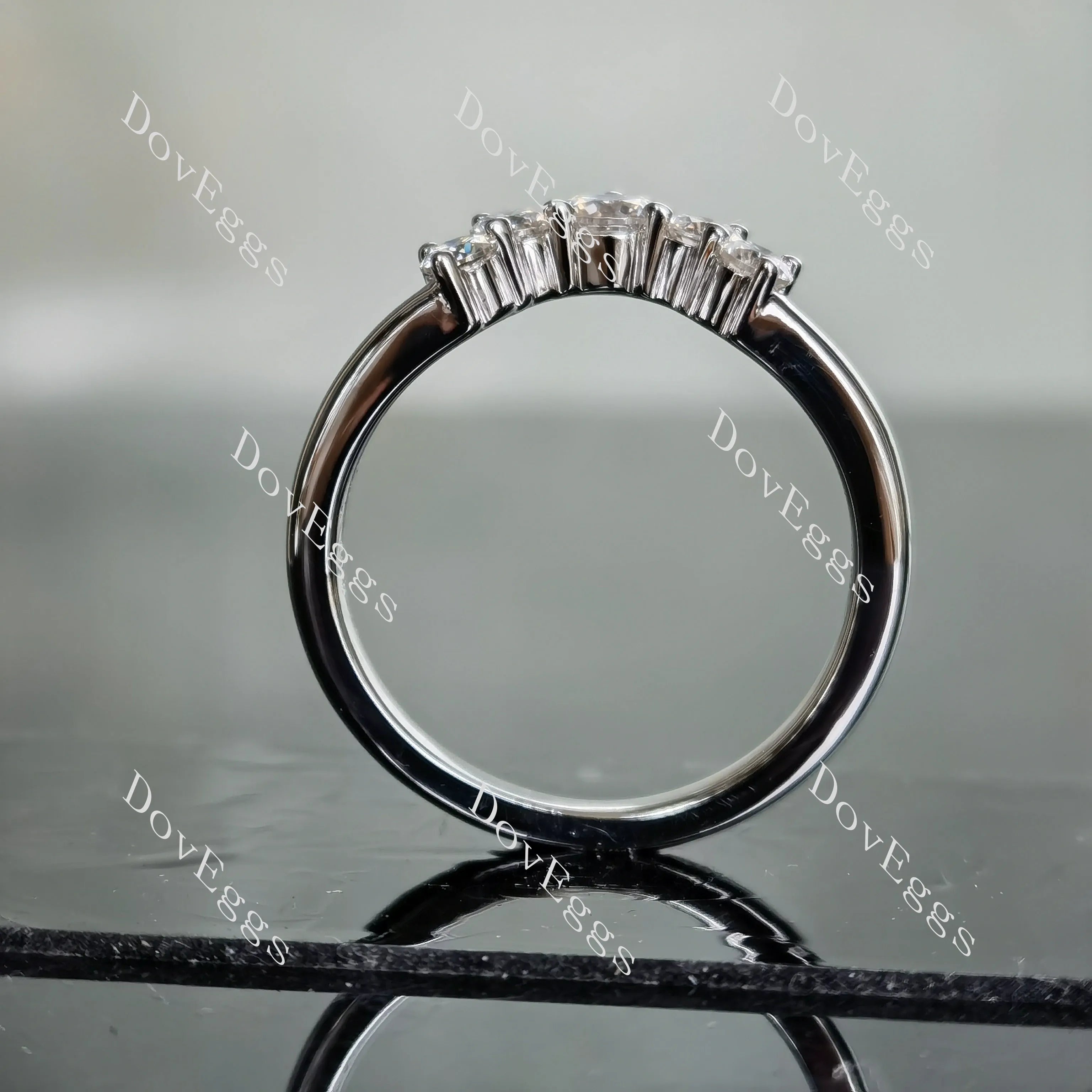 DovEggs emerald bezel solitaire moissanite bridal set (3 rings)