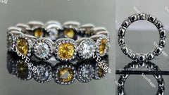 Doveggs round moissanite/lab grown diamond & colored gem wedding band-4.1mm band width