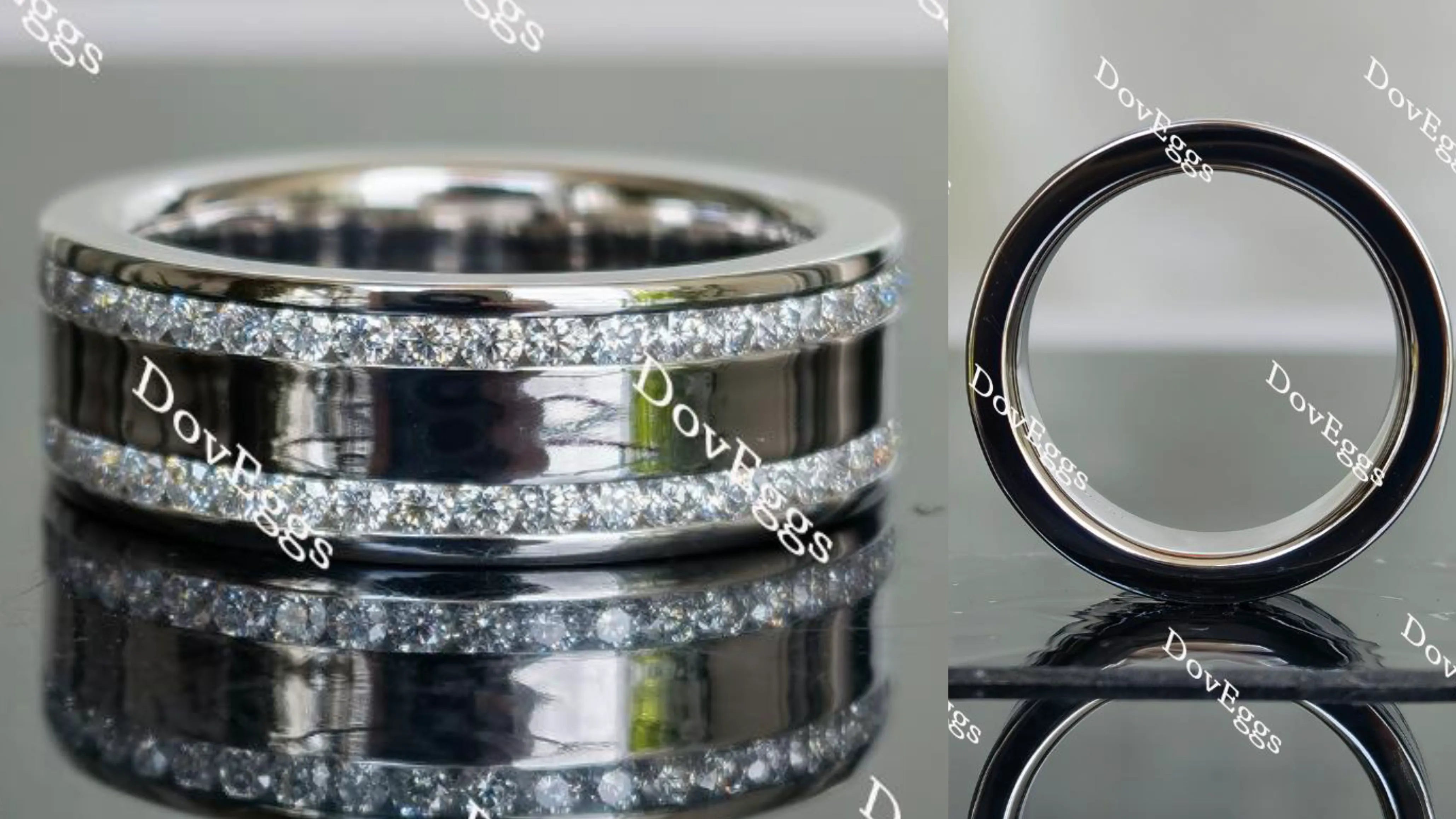 Doveggs full eternity channel set moissanite ring/lab grown diamond wedding band-8mm band width