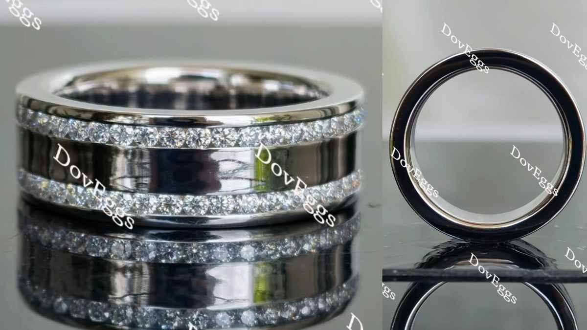 Doveggs full eternity channel set moissanite ring/lab grown diamond wedding band-8mm band width