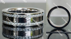 Doveggs full eternity channel set moissanite ring/lab grown diamond wedding band-8mm band width