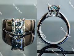 Doveggs smokey spark grey radiant H&A cut solitaire wide band moissanite ring