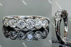 Doveggs round six stones moissanite/lab grown diamond wedding band-2.7mm band width