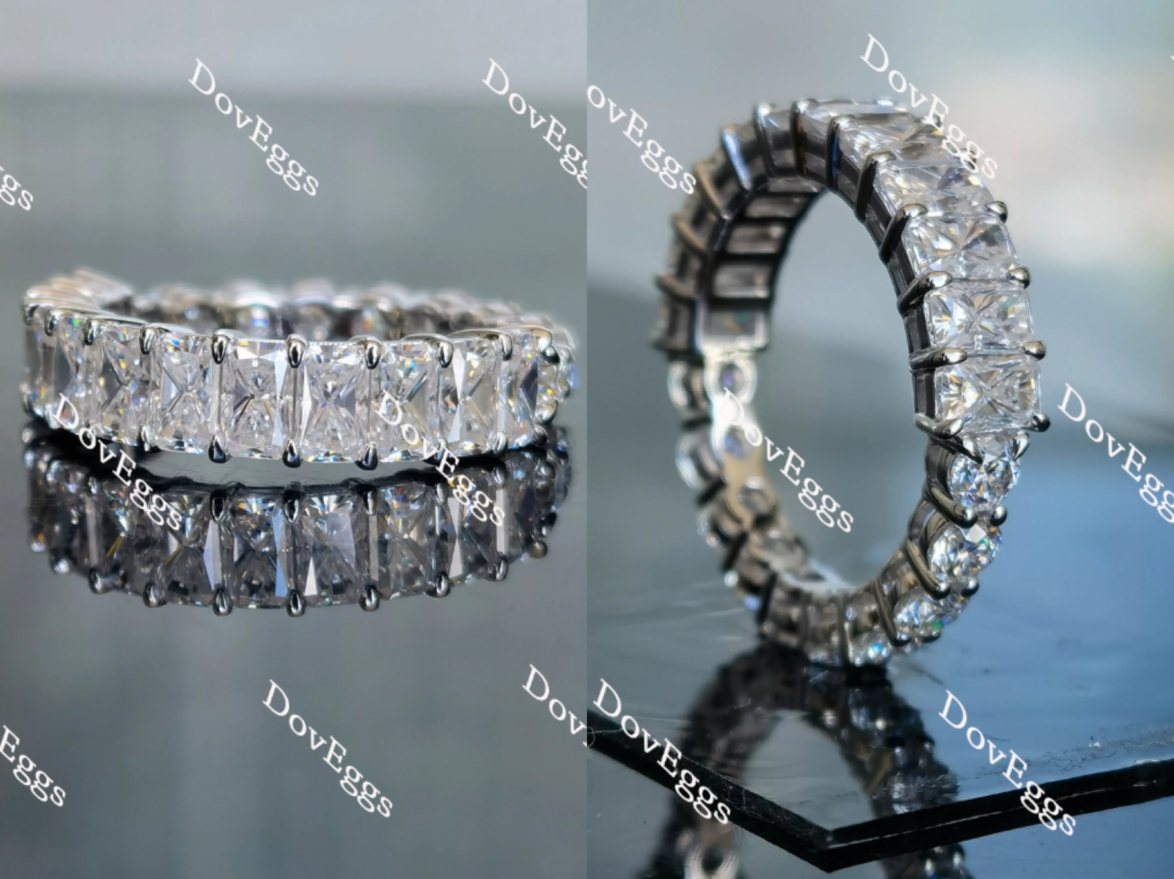 Doveggs full eternity radiant round moissanite /Lab grown diamond wedding band-3.5mm band width