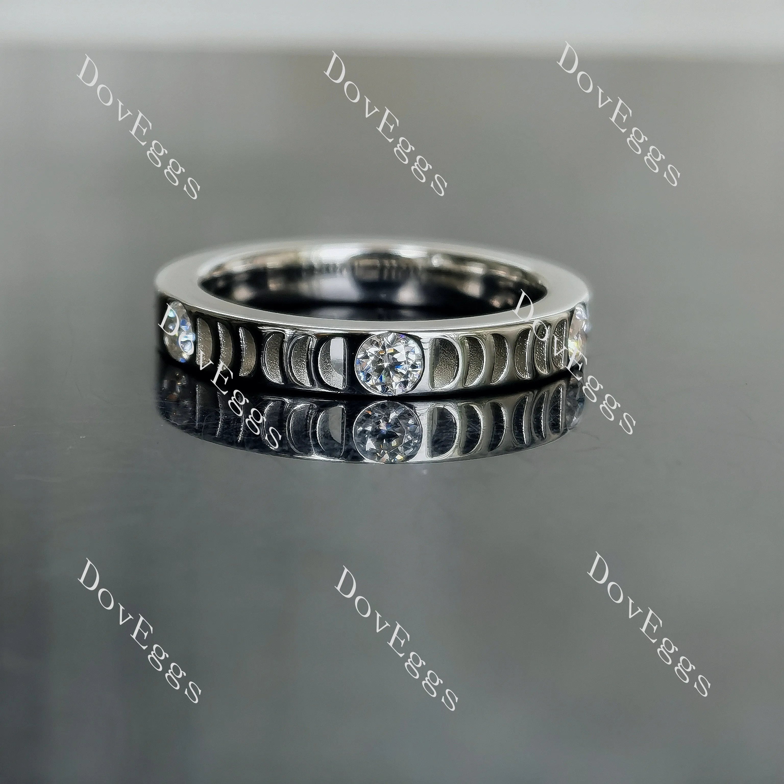 Doveggs round art deco half eternity moissanite/lab grown diamond wedding band-3.5mm band width