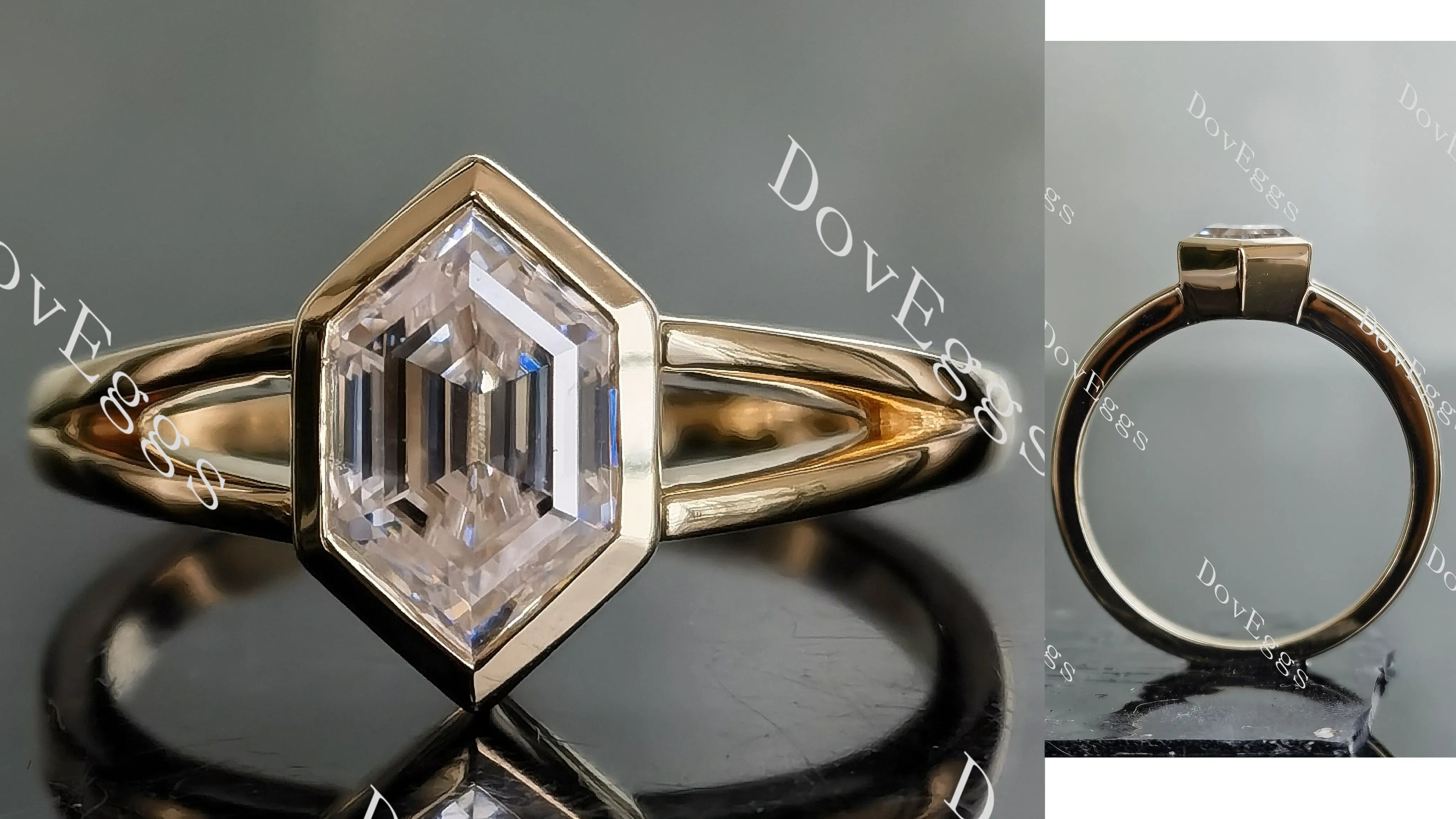 Doveggs Dovie Doutch Marquise cut solitaire bezel split shank moissanite engagement Ring