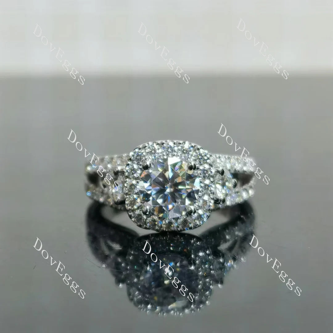 The Josephine halo side stones split shanks engagement ring semi-mount only(Exclusively to DovEggs Stones)