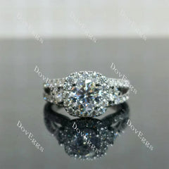 The Josephine halo side stones split shanks engagement ring semi-mount only(Exclusively to DovEggs Stones)