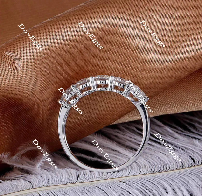 Doveggs five stone moissanite /lab grown diamond wedding band-2.4mm band width