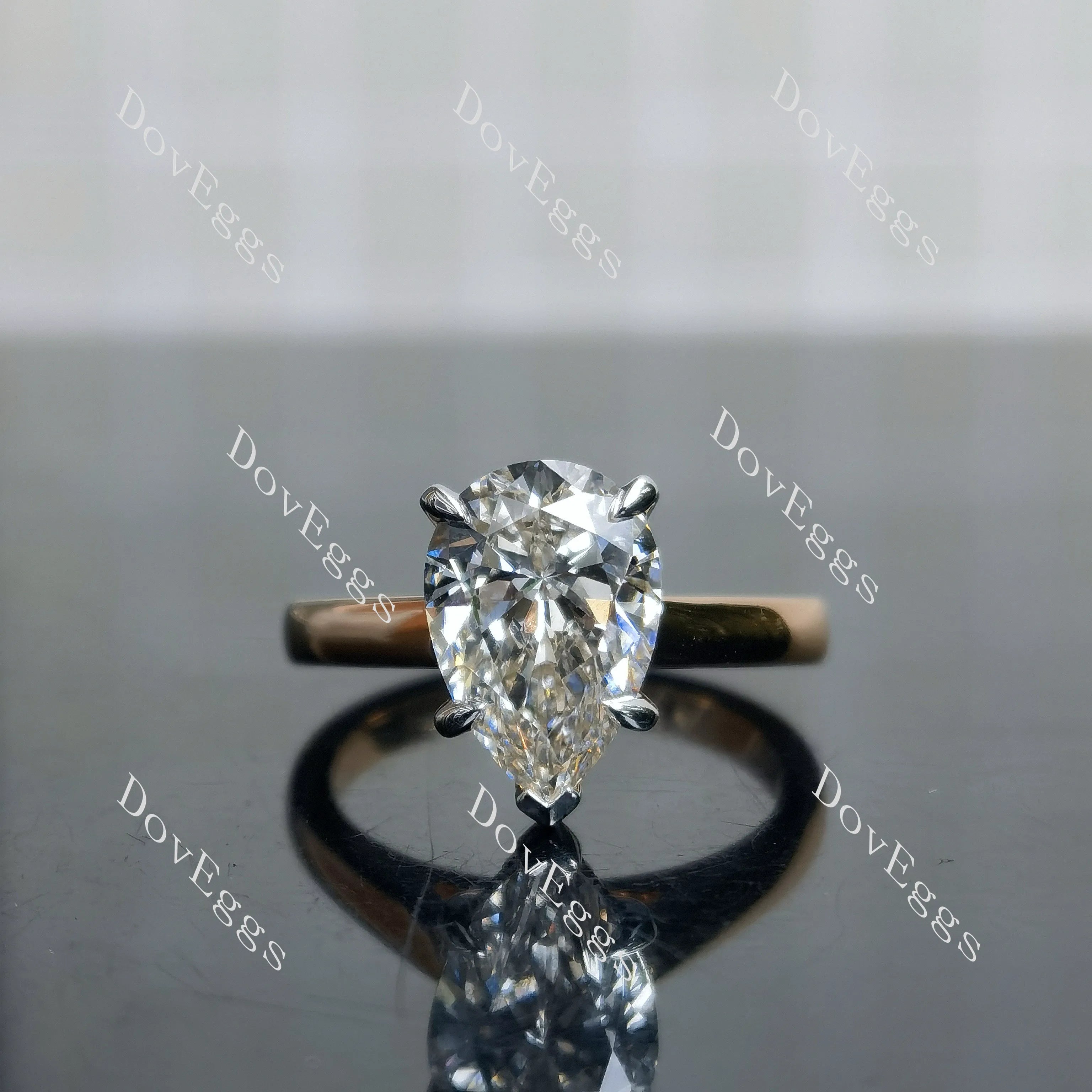 Doveggs Pear Solitaire Lab Grown Diamond Engagement Ring