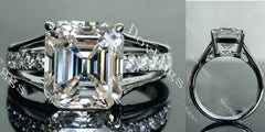 Doveggs Elizabeth Taylor Krupp cut half eternity pave moissanite engagement ring