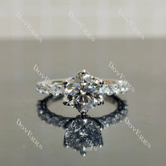 Doveggs Round Pave Half Eternity Lab Grown Diamond Engagement Ring