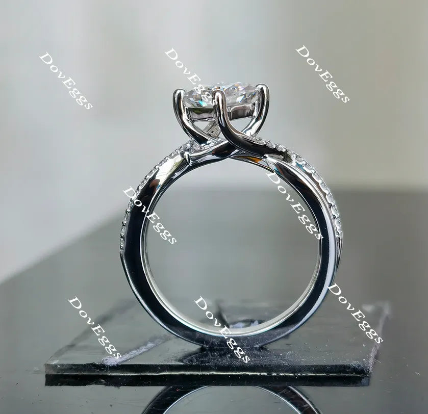 Doveggs princess curved pave moissanite engagement ring