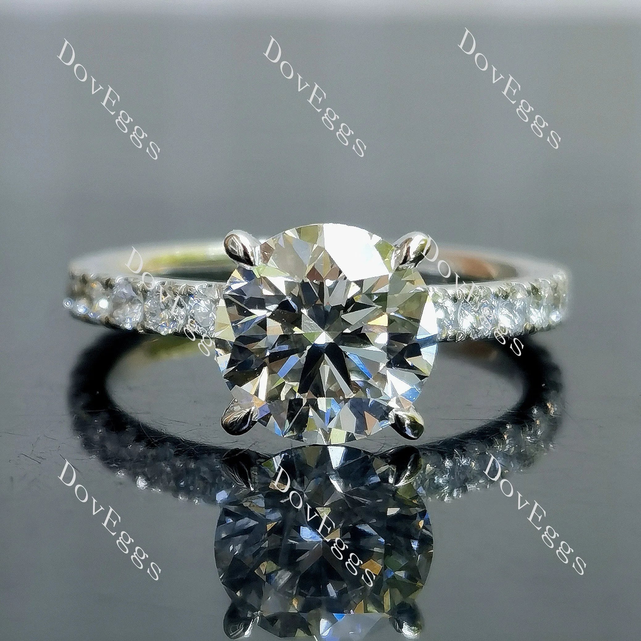Doveggs round pave Lab Grown Diamond Engagement Ring