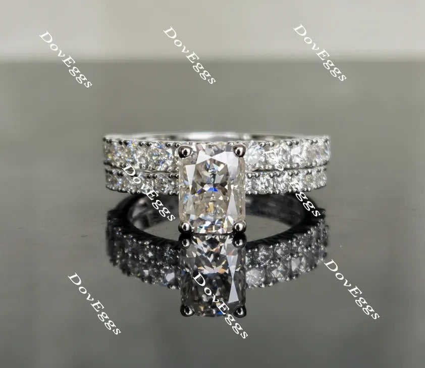 Doveggs round half eternity pave moissanite/lab grown diamond wedding band (wedding band only)-2.0mm band width