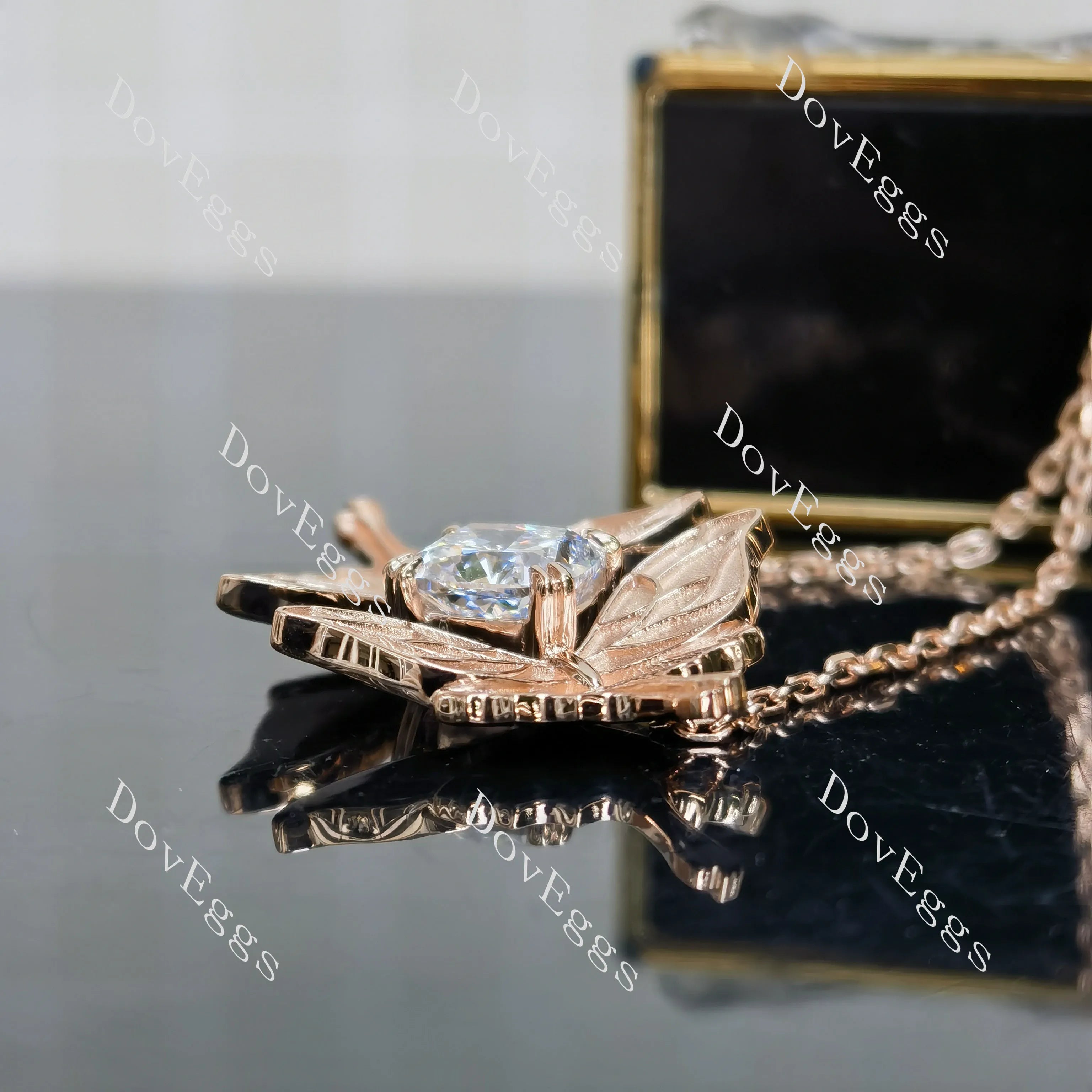Doveggs Cushion Pave Lab Grown Diamond Pendant Necklace (with 17' length chain)
