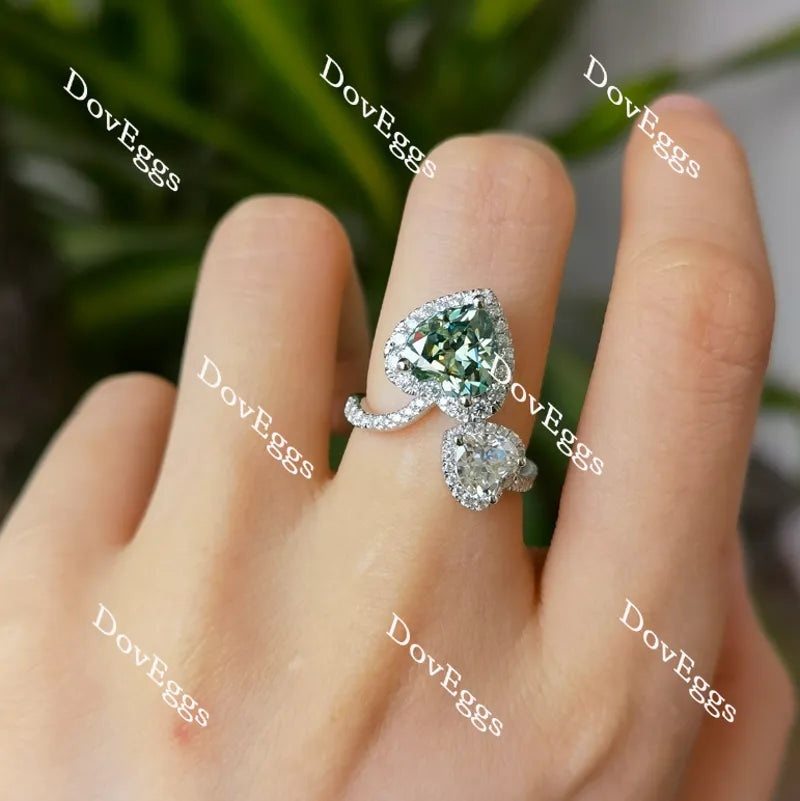 Two heart’s beat as one in memory of Robert moissanite engagement ring| Doveggs