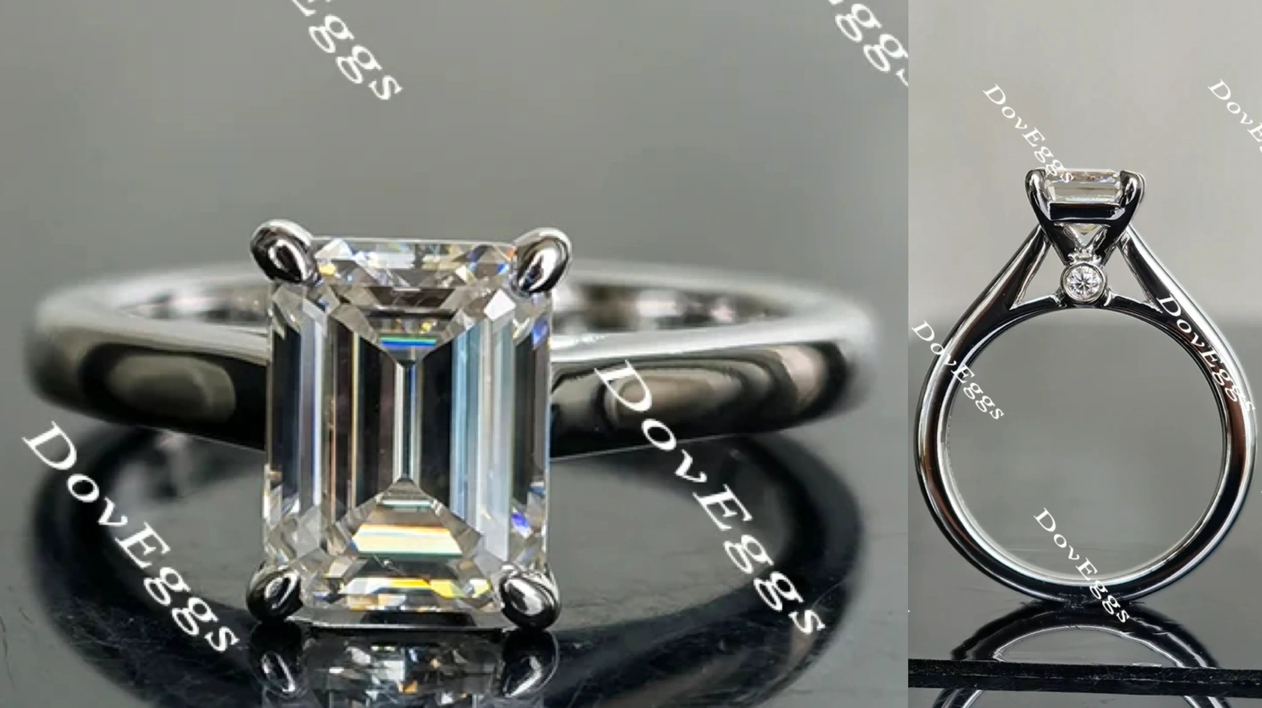 Doveggs solitaire art deco moissanite engagement ring