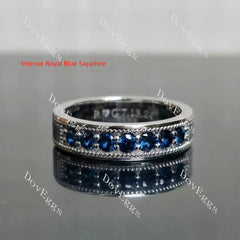 Doveggs round pave moissanite&colored gem wedding band-6mm band width