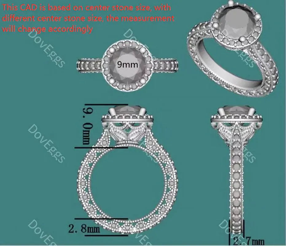 DovEggs full eternity channel set halo engagement ring only semi-mount only(Exclusively to DovEggs Stones)