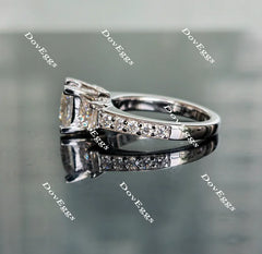 The Ginny princess side-stone half eternity pave moissanite engagement ring