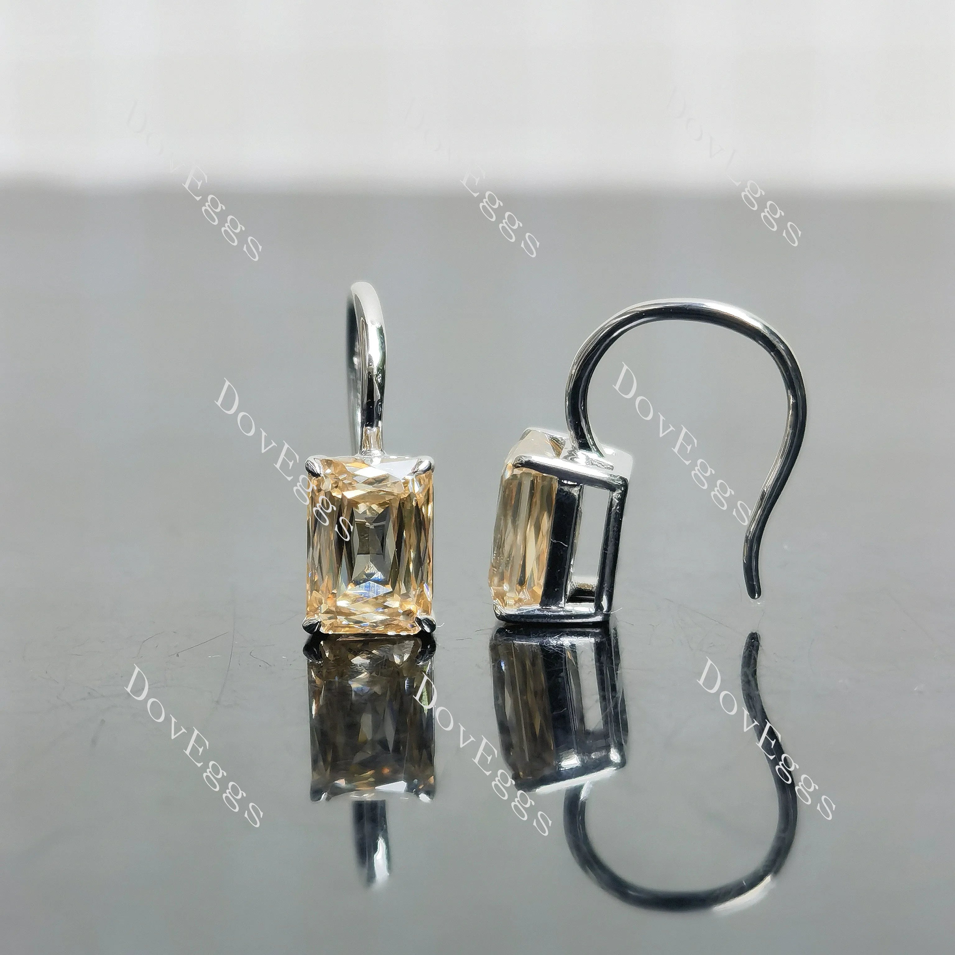Doveggs sterling silver 2 pcs of 1ct ciss cut colored moissanite earring