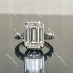 Beth's emerald heirloom solitaire vintage art deco moissanite engagement ring | Doveggs