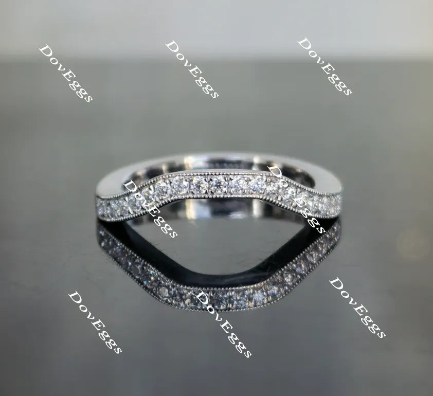 Doveggs round curved moissanite/lab grown diamond wedding band-2.2mm band width
