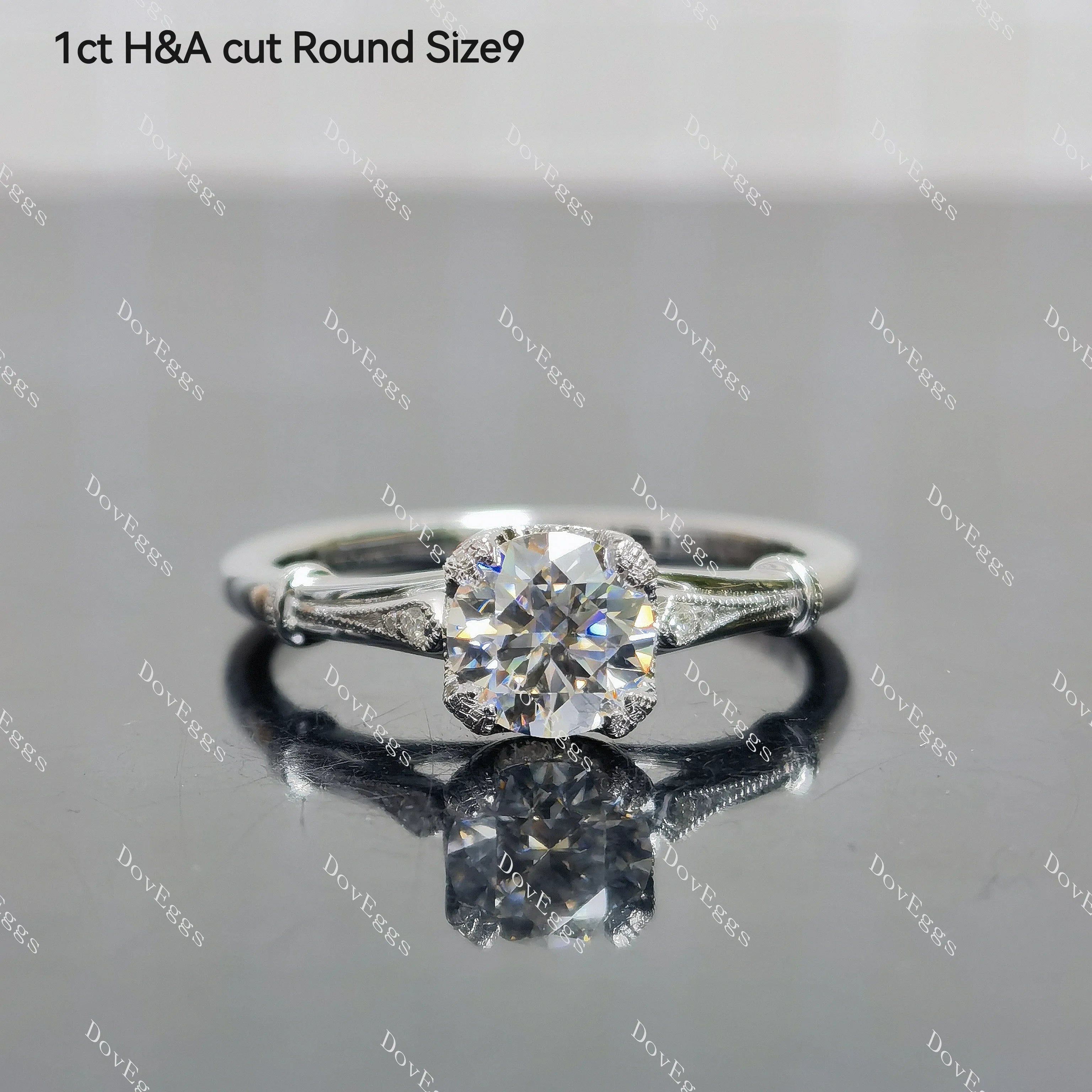 (size #6 & #9) Doveggs round moissanite sterling silver engagement ring