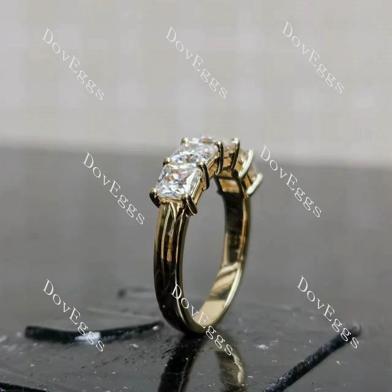 Doveggs five stone princess moissanite /Lab grown diamond wedding band/moissanite ring-2.6mm band width