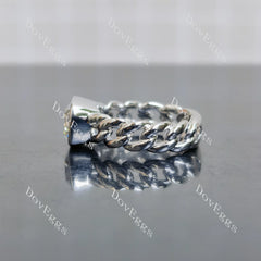 Doveggs Modified Elongated Cushion Bezel Solitaire Lab Grown Diamond Engagement Ring