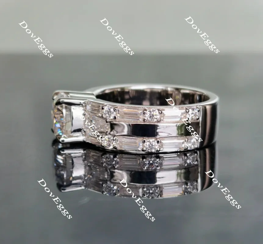 Doveggs round art deco moissanite engagement ring