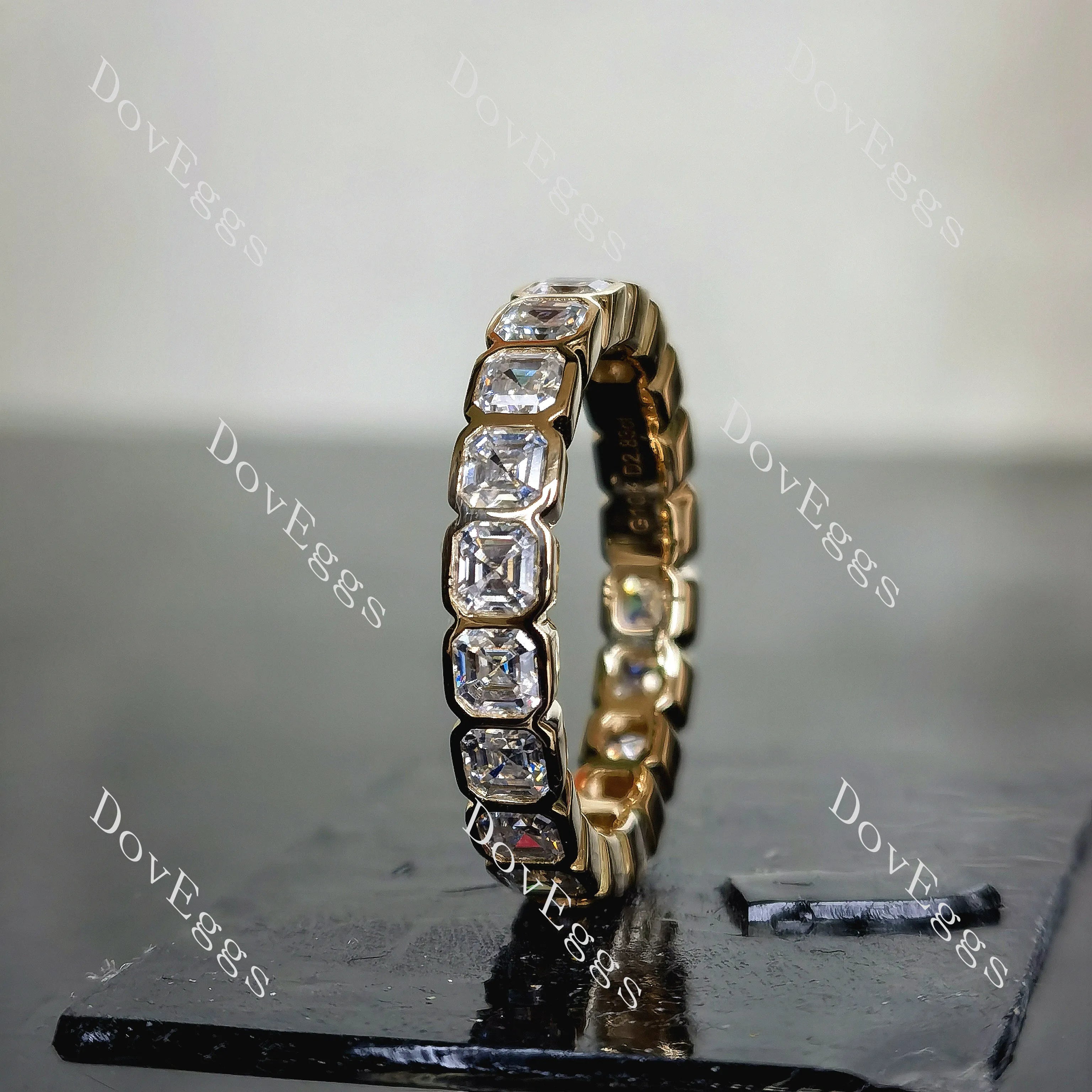 Doveggs asscher eternity bezel moissanite wedding band-3.7mm band width