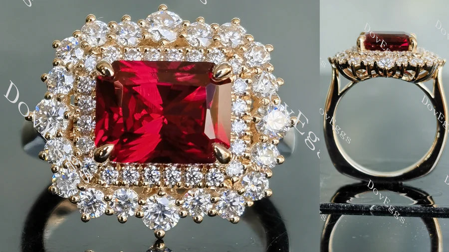 Doveggs east-west halo engagement ring only semi-mount only(Exclusively to DovEggs Stones)