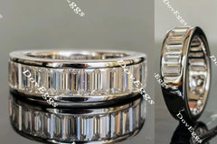 Doveggs half eternity channel set baguette moissanite/lab grown diamond wedding band-6mm band width
