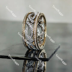 Doveggs round vintage full eternity pave moissanite/lab grown diamond wedding band-8.7mm band width