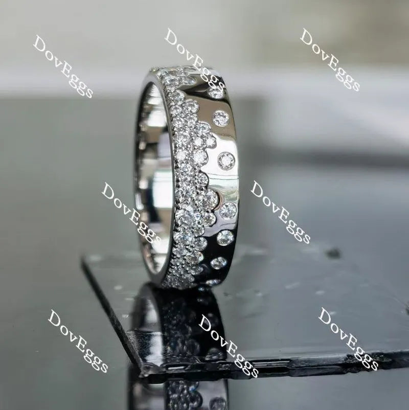 Doveggs round full eternity textured/without textured moissanite/lab grown diamond wedding band-8mm band width